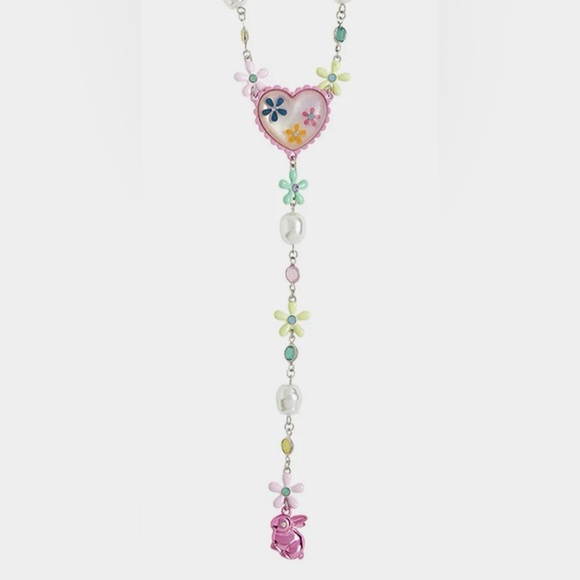 BETSEY JOHNSON Easter Y-Shaped Necklace with Charms Baubles and Bunny Rabbit NWT - Picture 8 of 10